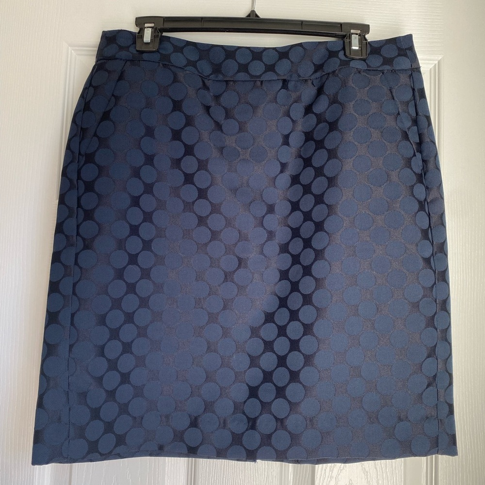 Size 6 Circle Pattern Navy Blue Pencil Skirt